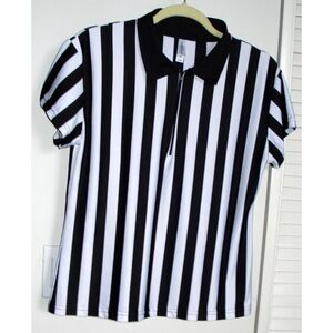 In Your Face Apparel Polo Shirt Size XL Black & White Striped Short Sleeve